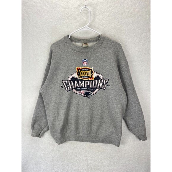 Lee Vintage NFL Patriots Champions Sweatshirt Men’s Size L Gray Crewneck - Picture 1 of 9